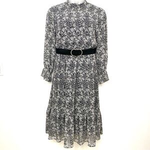 Banana Republic Long Sleeve High Neck Floral Maxi Dress Size 12